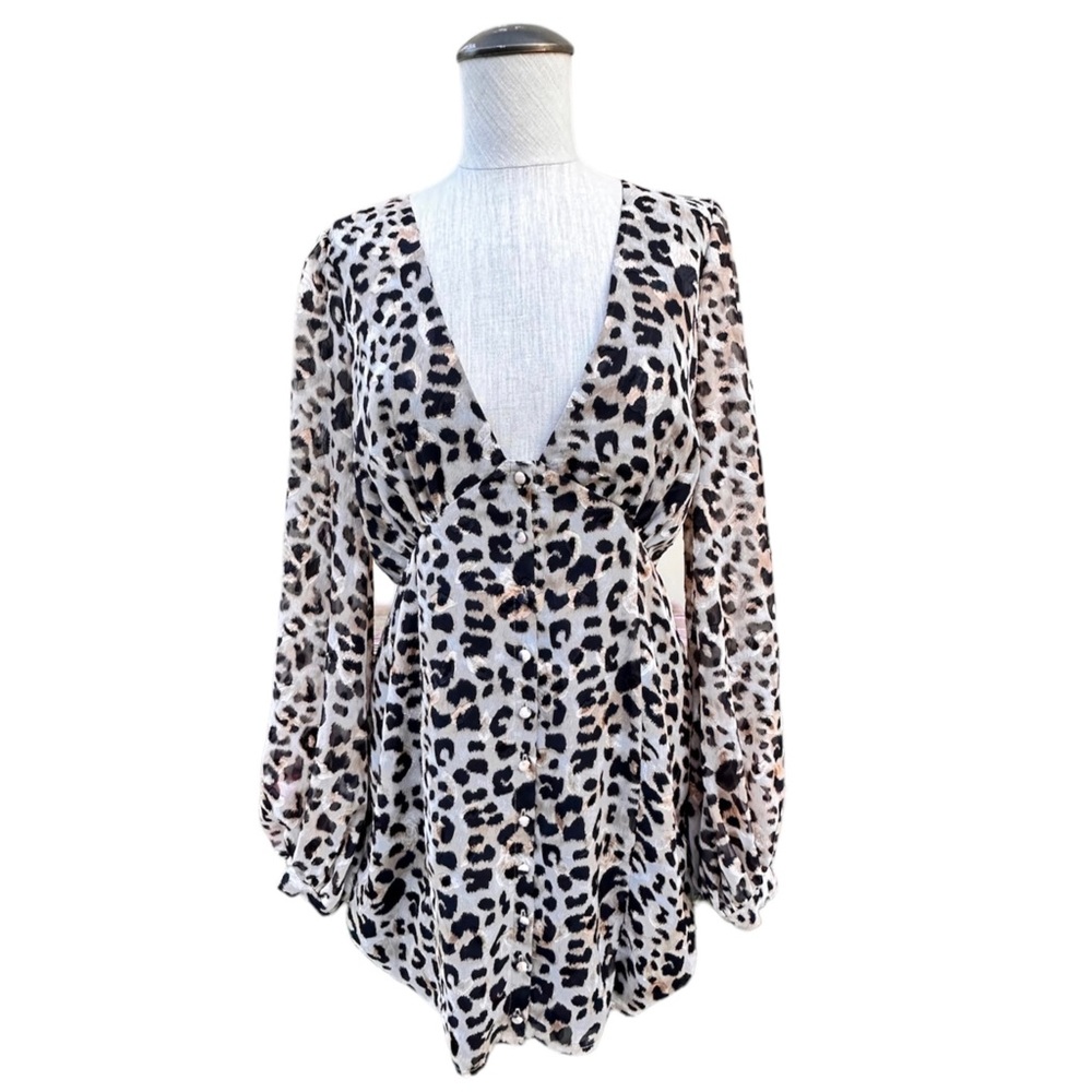 Privacy Please Julissa Button Up Leopard Print Mi… - image 2